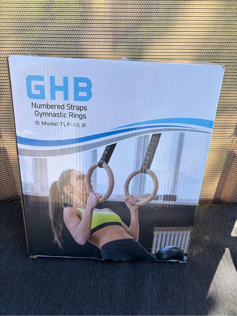 GHB Straps Gymnastic Rings - Natural Wood with Black Straps model TLP-15